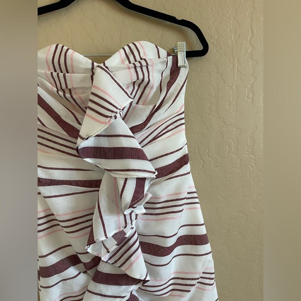 New C/MEO Collective On Her Own Striped Ruffle Strapless Midi Dress XS - Picture 4 of 7